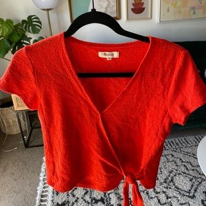 Madewell Cropped Tie Front Top